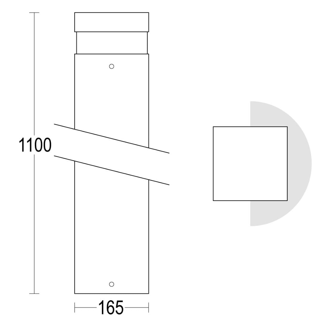 Светильник-столбик MaxiQuadro D 1100 180° Ghidini GH0802