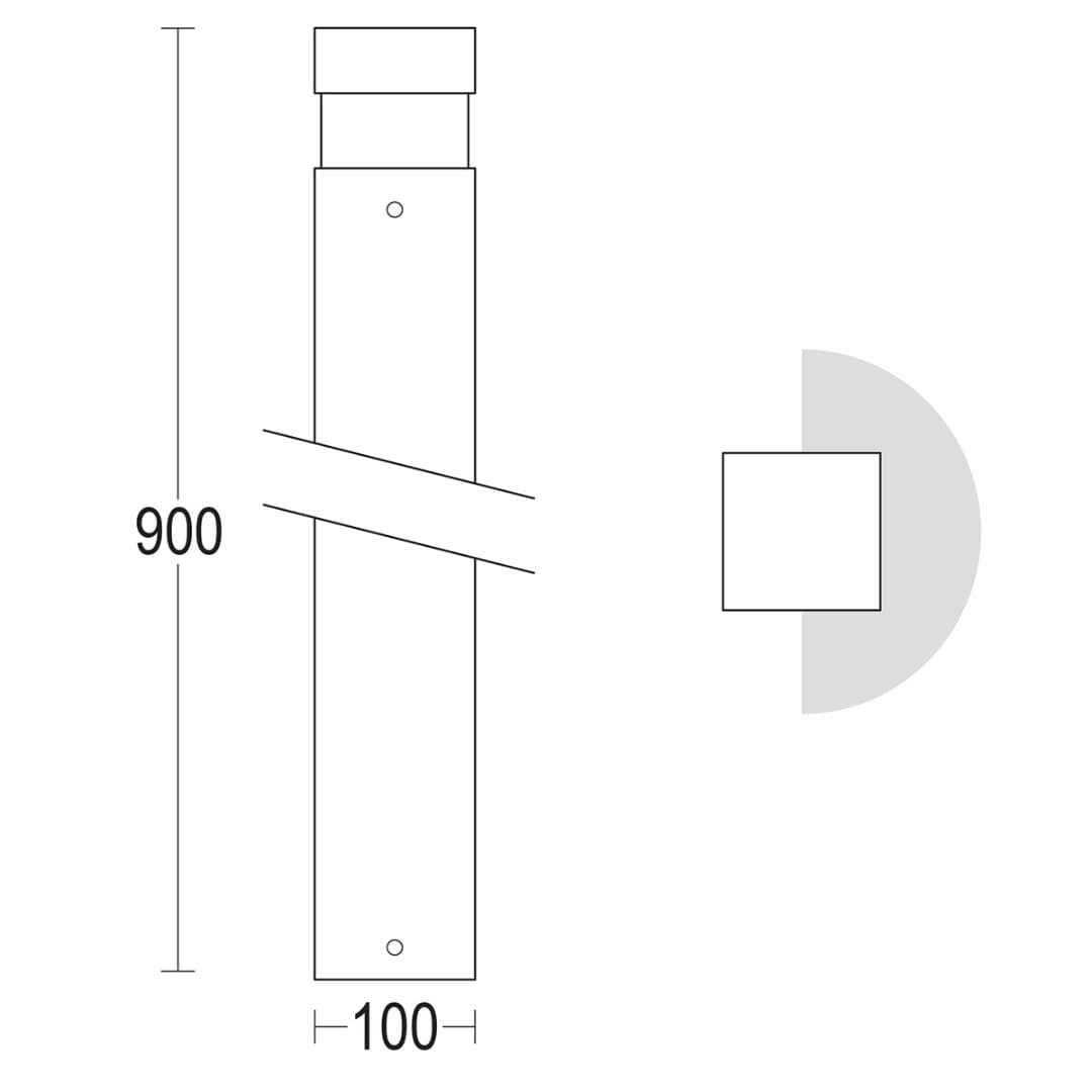 Светильник-столбик Quadro 900 180° Ghidini GH1450